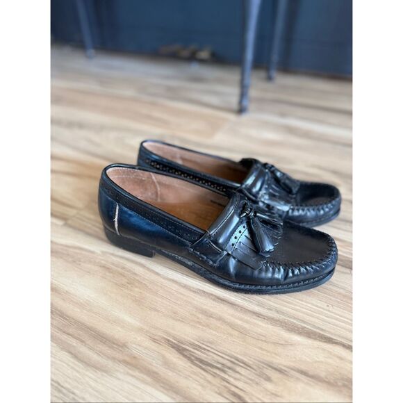 Bass Weejuns 1820 Mens Black Leather Jeremy Slip On Tassel Loafers Size 8.5 - Picture 7 of 8